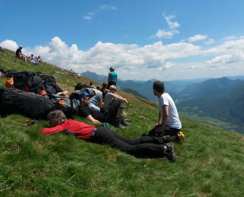 Parawaiting Stol mit Blick auf Soca-Tal